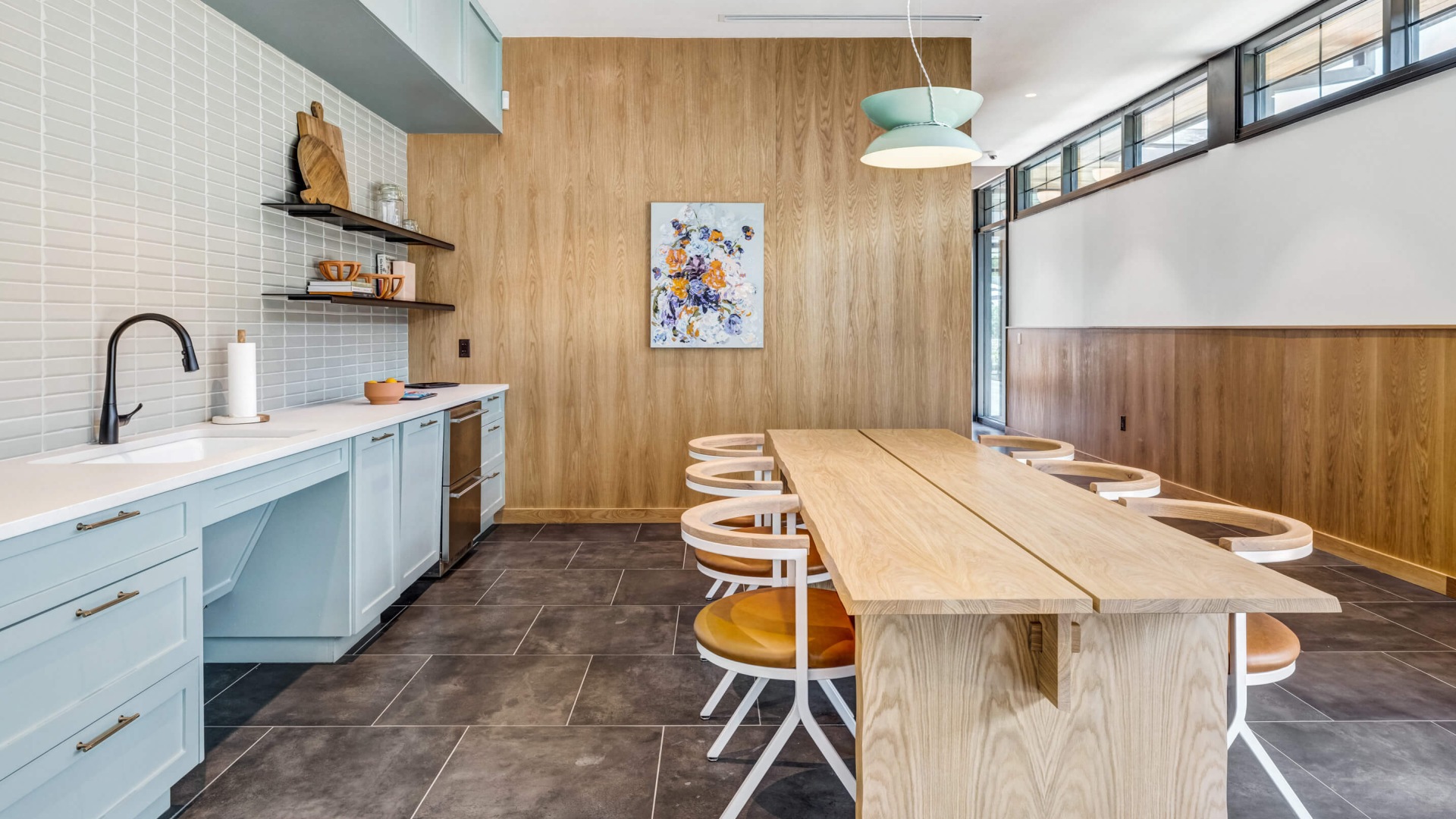 Resident kitchen with large dining area