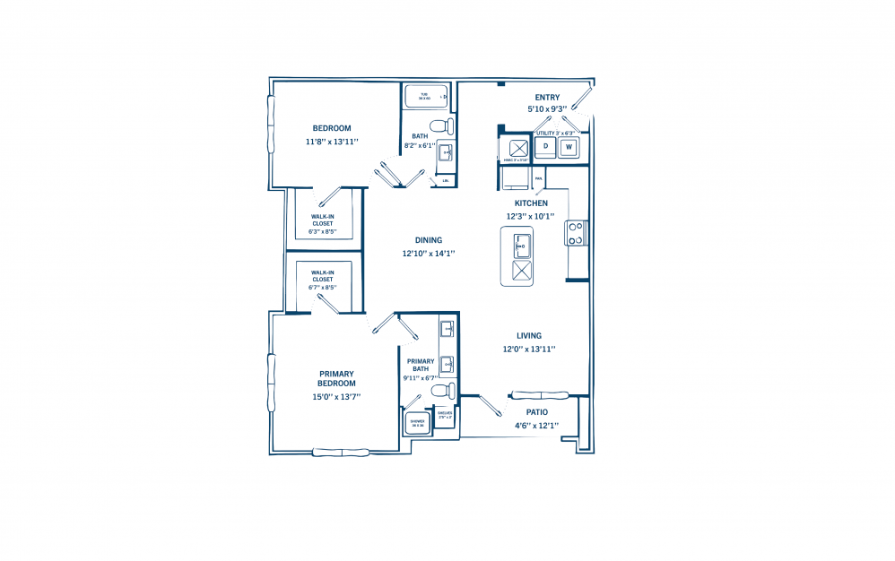 B1 - 2 bedroom floorplan layout with 2 baths and 1176 to 1236 square feet. (Preview)